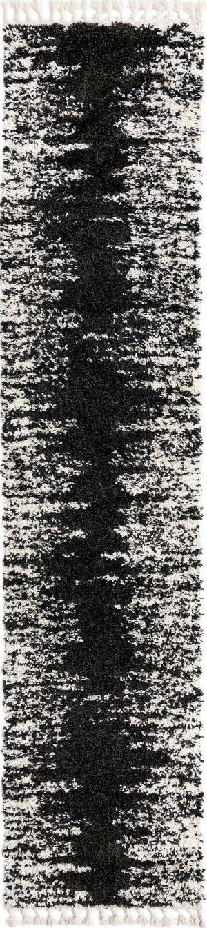 Black and White 2' 7 x 12' Serenity Shag Runner Area Rug Thick Soft Touch Fluffy & Plush Shaggy Pile Carpet for Living Rooms, Kitchen, Bedrooms, Office, Dorms for Sale at Rug Engine