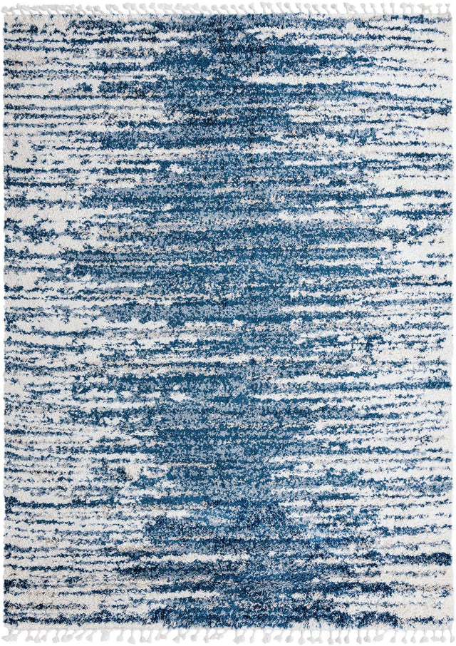 Blue 9' x 12' Serenity Shag Rectangle Area Rug Thick Soft Touch Fluffy & Plush Shaggy Pile