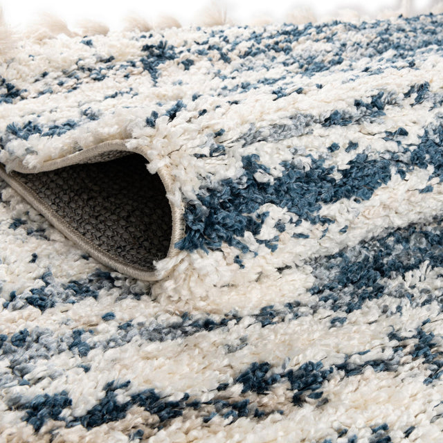 Blue 9' x 12' Serenity Shag Rectangle Area Rug Thick Soft Touch Fluffy & Plush Shaggy Pile