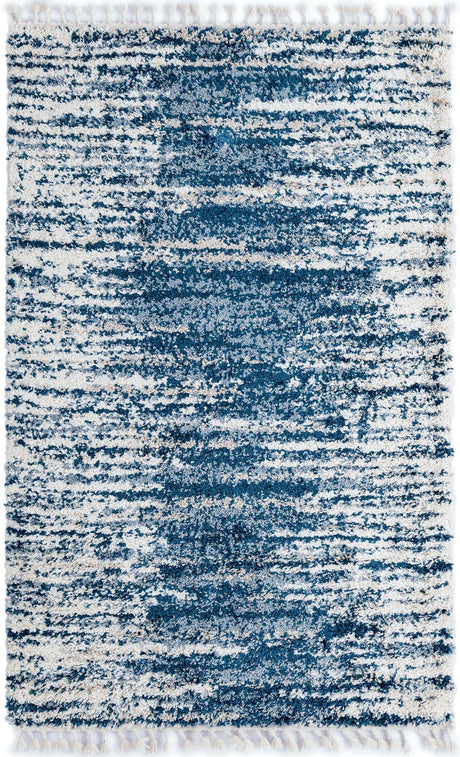 Blue 5' 3 x 8' Serenity Shag Rectangle Area Rug Thick Soft Touch Fluffy & Plush Shaggy Pile