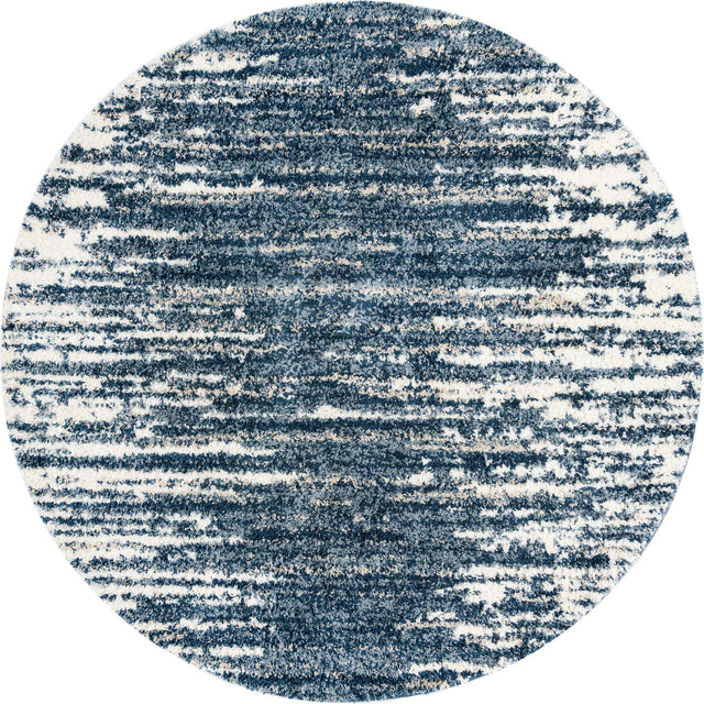 Blue 10' x 10' Serenity Shag Round Area Rug Thick Soft Touch Fluffy & Plush Shaggy Pile