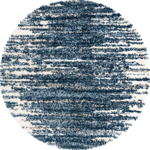 Blue 7' x 7' Serenity Shag Round Area Rug Thick Soft Touch Fluffy & Plush Shaggy Pile