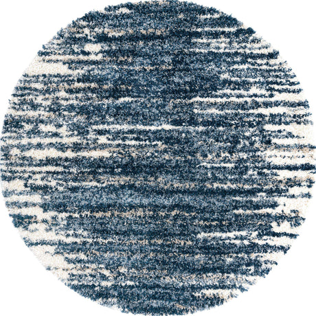 Blue 7' x 7' Serenity Shag Round Area Rug Thick Soft Touch Fluffy & Plush Shaggy Pile