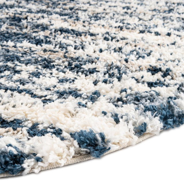 Blue 10' x 10' Serenity Shag Round Area Rug Thick Soft Touch Fluffy & Plush Shaggy Pile