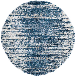 Blue 5' 3 x 5' 3 Serenity Shag Round Area Rug Thick Soft Touch Fluffy & Plush Shaggy Pile