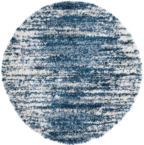 Blue 5' 3 x 5' 3 Serenity Shag Round Area Rug Thick Soft Touch Fluffy & Plush Shaggy Pile