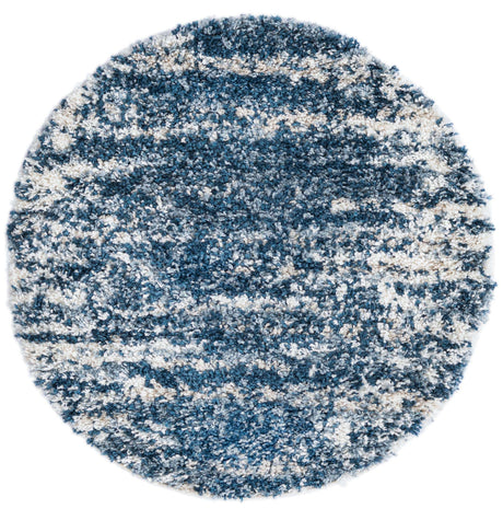 Blue 3' 3 x 3' 3 Serenity Shag Round Area Rug Thick Soft Touch Fluffy & Plush Shaggy Pile