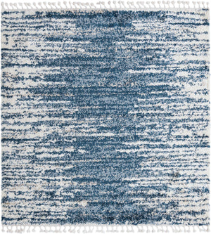 Blue 7' 10 x 7' 10 Serenity Shag Square Area Rug Thick Soft Touch Fluffy & Plush Shaggy Pile