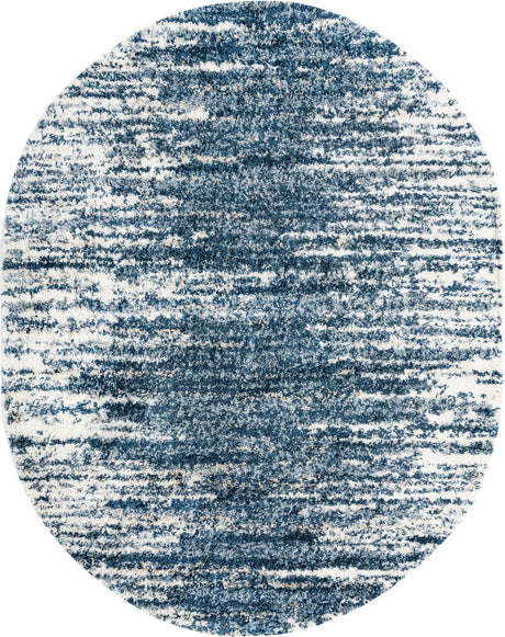 Blue 7' 10 x 10' Serenity Shag Oval Area Rug Thick Soft Touch Fluffy & Plush Shaggy Pile