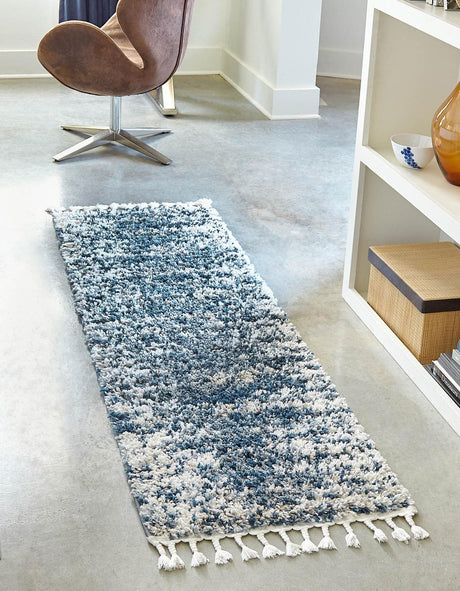 Blue 2' x 8' Serenity Shag Runner Area Rug Thick Soft Touch Fluffy & Plush Shaggy Pile