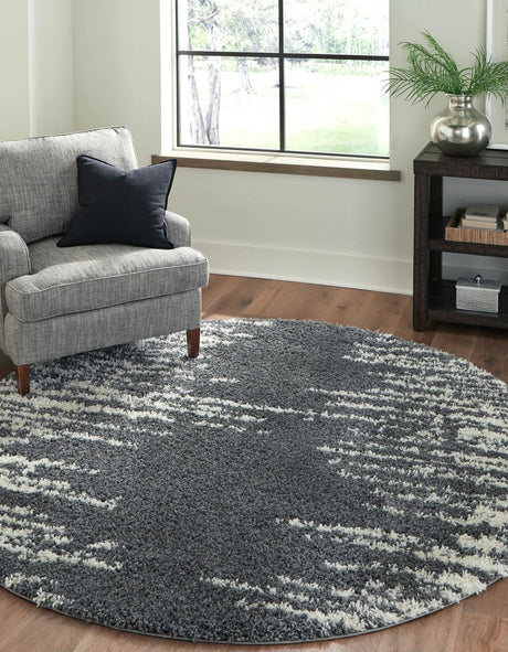 Gray 3' 3 x 3' 3 Serenity Shag Round Area Rug Thick Soft Touch Fluffy & Plush Shaggy Pile