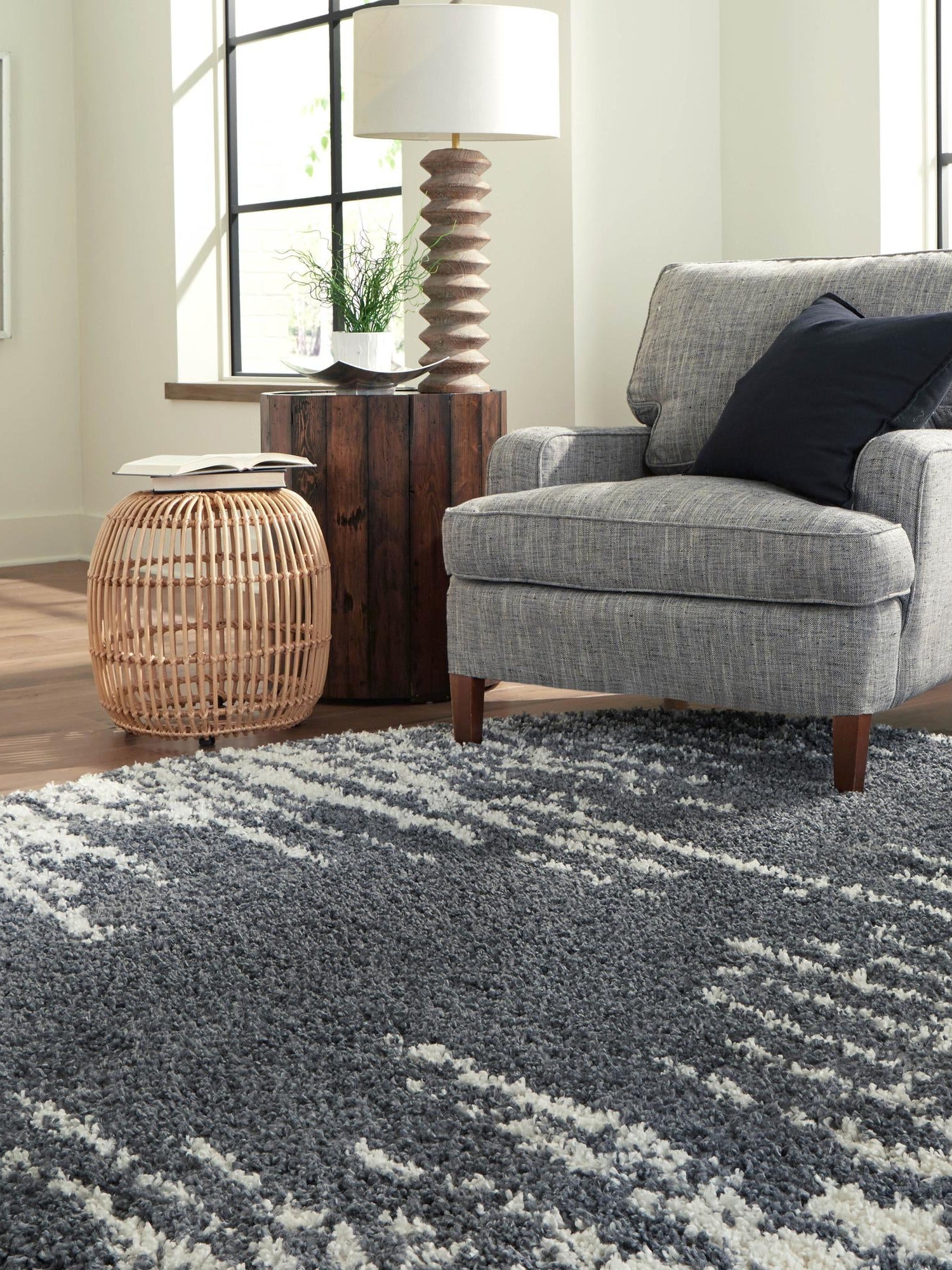 Gray 7' x 7' Serenity Shag Round Area Rug Thick Soft Touch Fluffy & Plush Shaggy Pile Carpet for Living Rooms, Kitchen, Bedrooms, Office, Dorms for Sale at Rug Engine