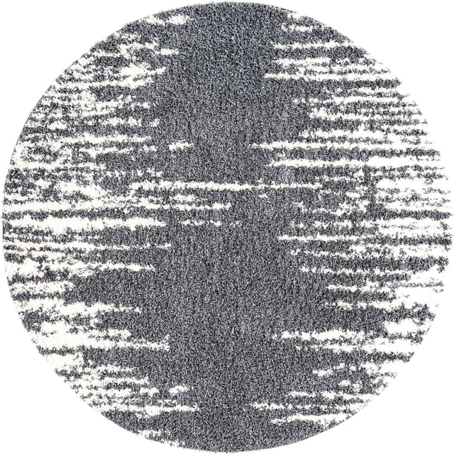 Gray 7' x 7' Serenity Shag Round Area Rug Thick Soft Touch Fluffy & Plush Shaggy Pile