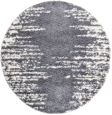 Gray 5' 3 x 5' 3 Serenity Shag Round Area Rug Thick Soft Touch Fluffy & Plush Shaggy Pile