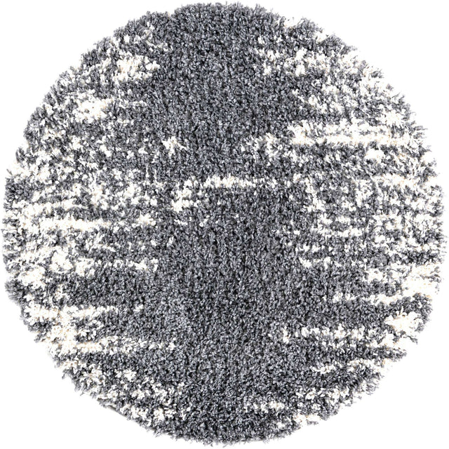 Gray 3' 3 x 3' 3 Serenity Shag Round Area Rug Thick Soft Touch Fluffy & Plush Shaggy Pile