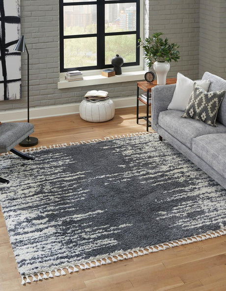Gray 7' 10 x 7' 10 Serenity Shag Square Area Rug Thick Soft Touch Fluffy & Plush Shaggy Pile
