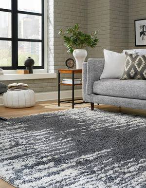 Gray 7' 10 x 7' 10 Serenity Shag Square Area Rug Thick Soft Touch Fluffy & Plush Shaggy Pile