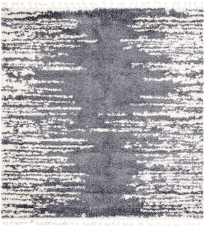 Gray 7' 10 x 7' 10 Serenity Shag Square Area Rug Thick Soft Touch Fluffy & Plush Shaggy Pile