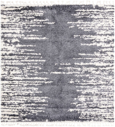 Gray 7' 10 x 7' 10 Serenity Shag Square Area Rug Thick Soft Touch Fluffy & Plush Shaggy Pile