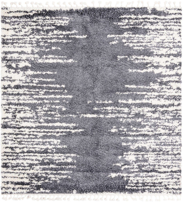 Gray 7' 10 x 7' 10 Serenity Shag Square Area Rug Thick Soft Touch Fluffy & Plush Shaggy Pile