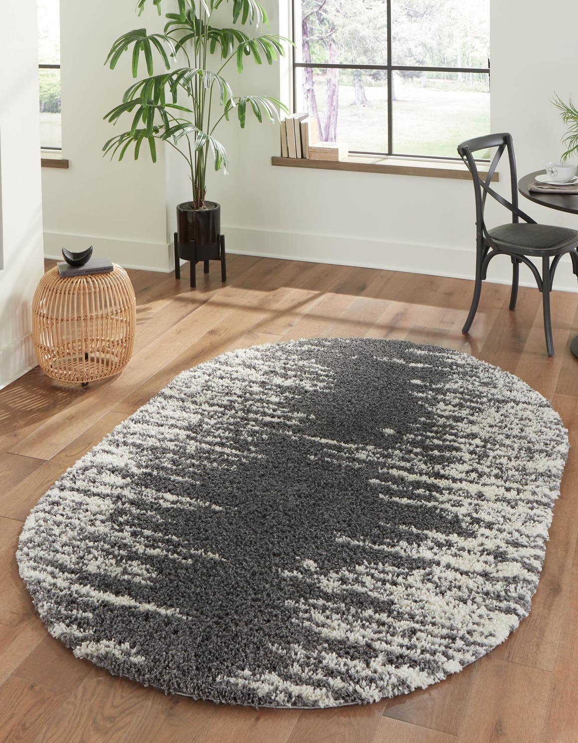 Gray 7' 10 x 10' Serenity Shag Oval Area Rug Thick Soft Touch Fluffy & Plush Shaggy Pile Carpet for Living Rooms, Kitchen, Bedrooms, Office, Dorms for Sale at Rug Engine
