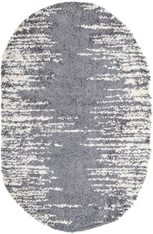 Gray 5' 3 x 8' Serenity Shag Oval Area Rug Thick Soft Touch Fluffy & Plush Shaggy Pile