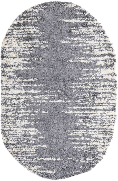 Gray 5' 3 x 8' Serenity Shag Oval Area Rug Thick Soft Touch Fluffy & Plush Shaggy Pile