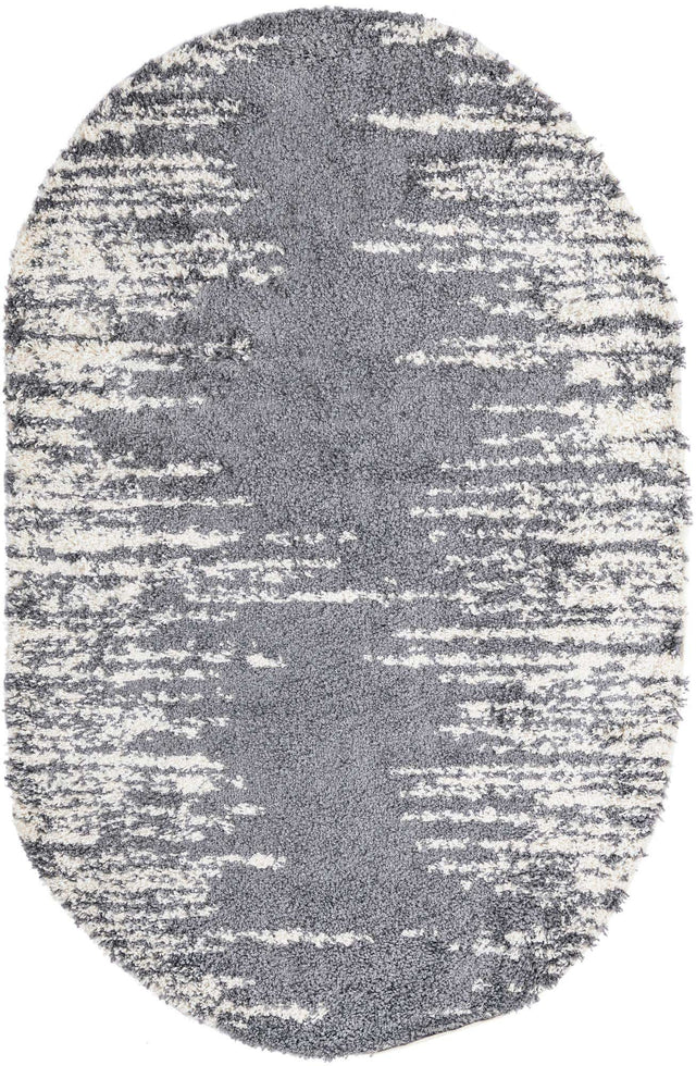 Gray 5' 3 x 8' Serenity Shag Oval Area Rug Thick Soft Touch Fluffy & Plush Shaggy Pile