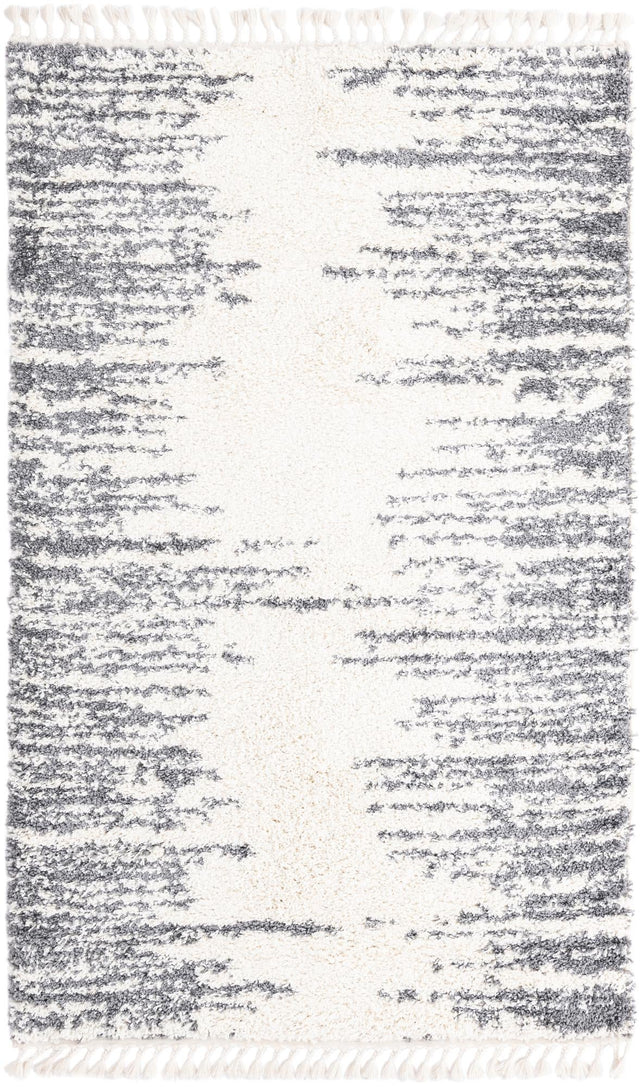White 5' 3 x 8' Serenity Shag Rectangle Area Rug Thick Soft Touch Fluffy & Plush Shaggy Pile