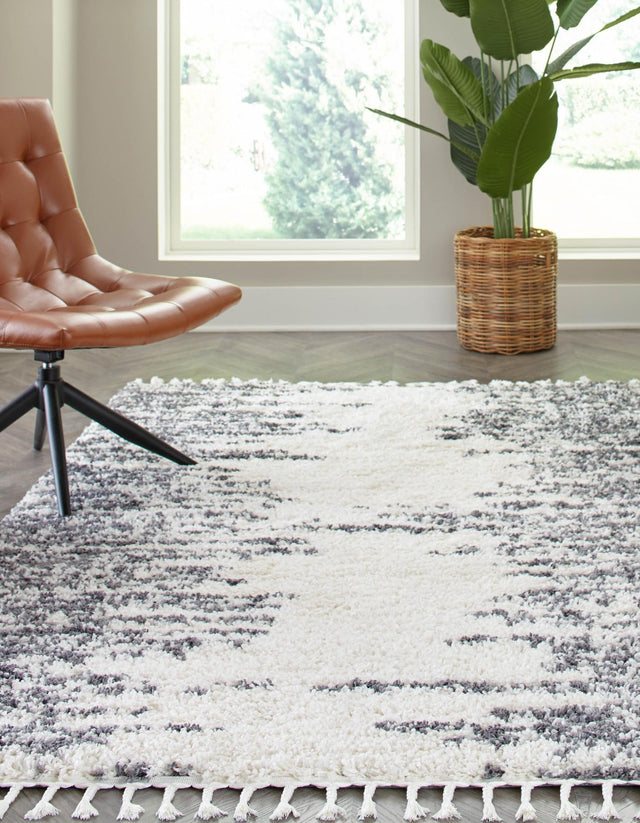 White 5' 3 x 8' Serenity Shag Rectangle Area Rug Thick Soft Touch Fluffy & Plush Shaggy Pile
