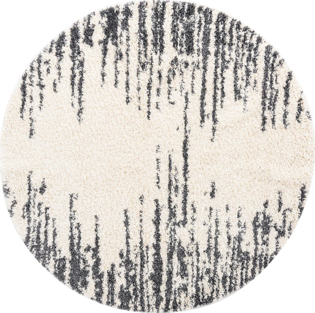 White 7' x 7' Serenity Shag Round Area Rug Thick Soft Touch Fluffy & Plush Shaggy Pile