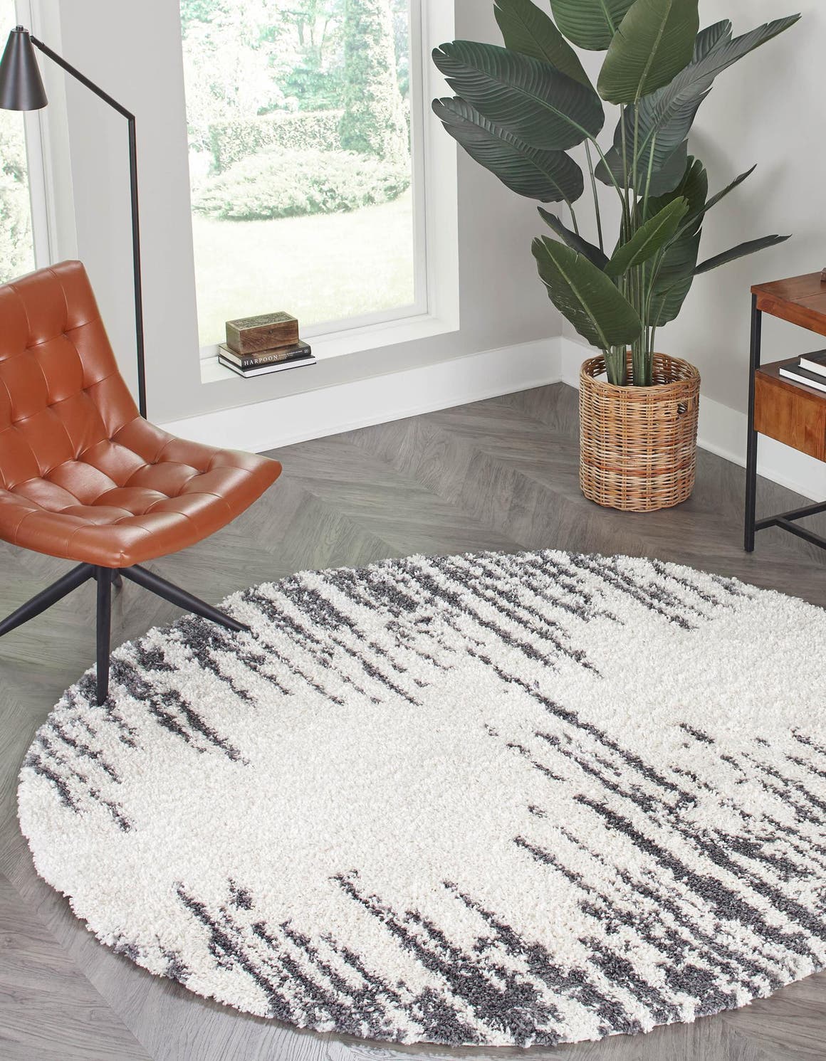 White 7' x 7' Serenity Shag Round Area Rug Thick Soft Touch Fluffy & Plush Shaggy Pile Carpet for Living Rooms, Kitchen, Bedrooms, Office, Dorms for Sale at Rug Engine