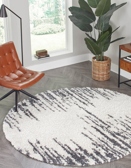 White 3' 3 x 3' 3 Serenity Shag Round Area Rug Thick Soft Touch Fluffy & Plush Shaggy Pile