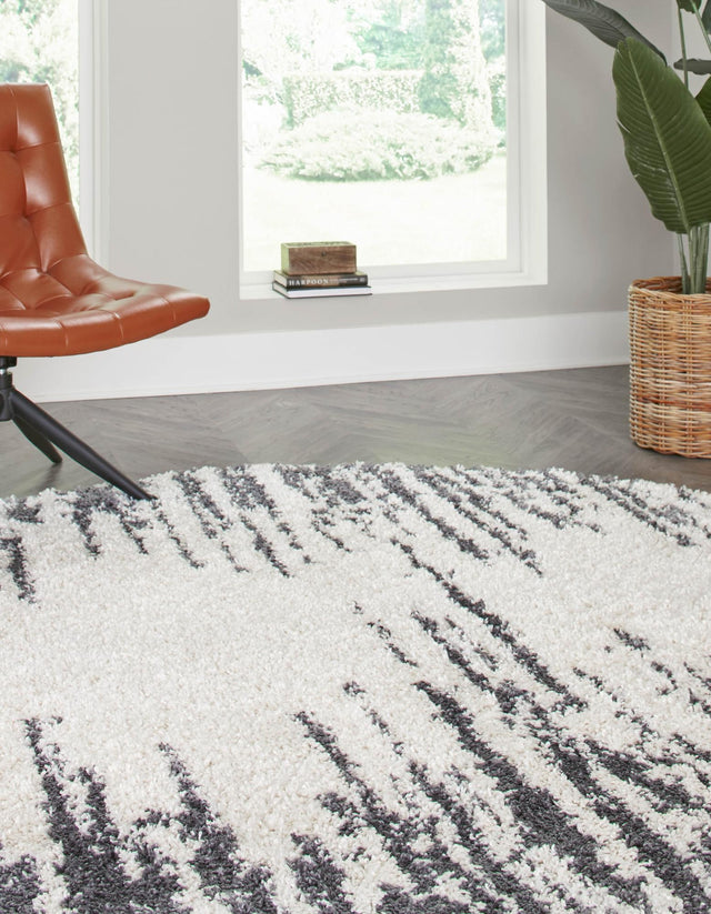 White 3' 3 x 3' 3 Serenity Shag Round Area Rug Thick Soft Touch Fluffy & Plush Shaggy Pile