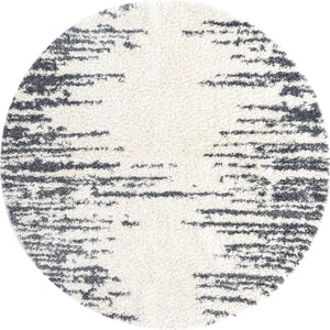 White 7' x 7' Serenity Shag Round Area Rug Thick Soft Touch Fluffy & Plush Shaggy Pile