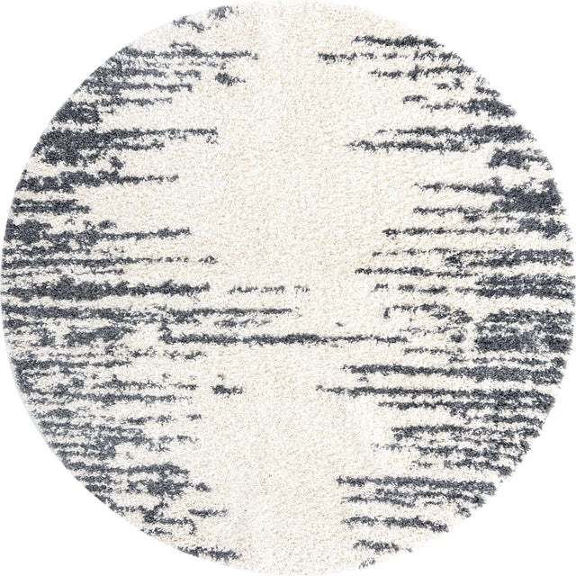 White 7' x 7' Serenity Shag Round Area Rug Thick Soft Touch Fluffy & Plush Shaggy Pile