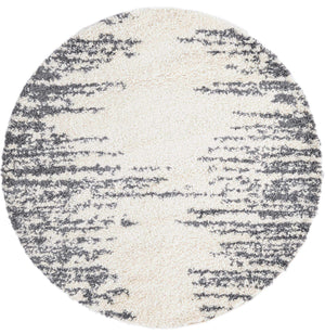 White 5' 3 x 5' 3 Serenity Shag Round Area Rug Thick Soft Touch Fluffy & Plush Shaggy Pile