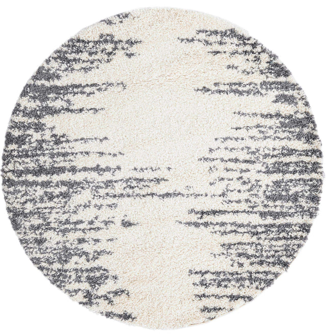 White 5' 3 x 5' 3 Serenity Shag Round Area Rug Thick Soft Touch Fluffy & Plush Shaggy Pile
