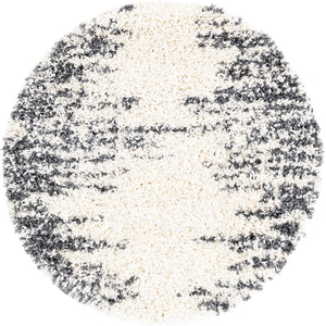 White 3' 3 x 3' 3 Serenity Shag Round Area Rug Thick Soft Touch Fluffy & Plush Shaggy Pile
