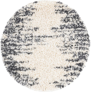 White 3' 3 x 3' 3 Serenity Shag Round Area Rug Thick Soft Touch Fluffy & Plush Shaggy Pile