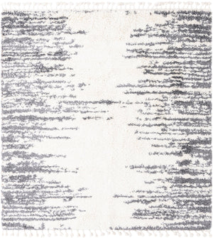 White 7' 10 x 7' 10 Serenity Shag Square Area Rug Thick Soft Touch Fluffy & Plush Shaggy Pile