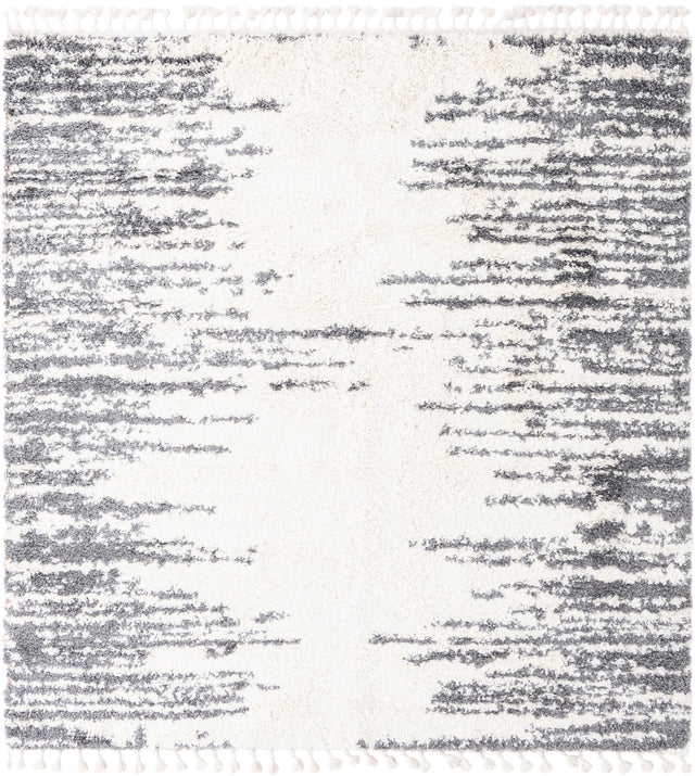 White 7' 10 x 7' 10 Serenity Shag Square Area Rug Thick Soft Touch Fluffy & Plush Shaggy Pile