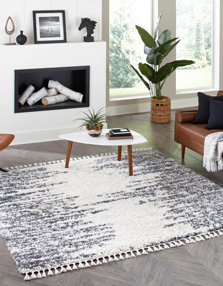 White 7' 10 x 7' 10 Serenity Shag Square Area Rug Thick Soft Touch Fluffy & Plush Shaggy Pile