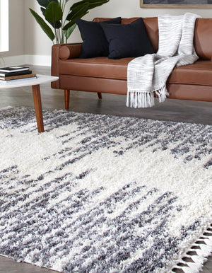 White 7' 10 x 7' 10 Serenity Shag Square Area Rug Thick Soft Touch Fluffy & Plush Shaggy Pile