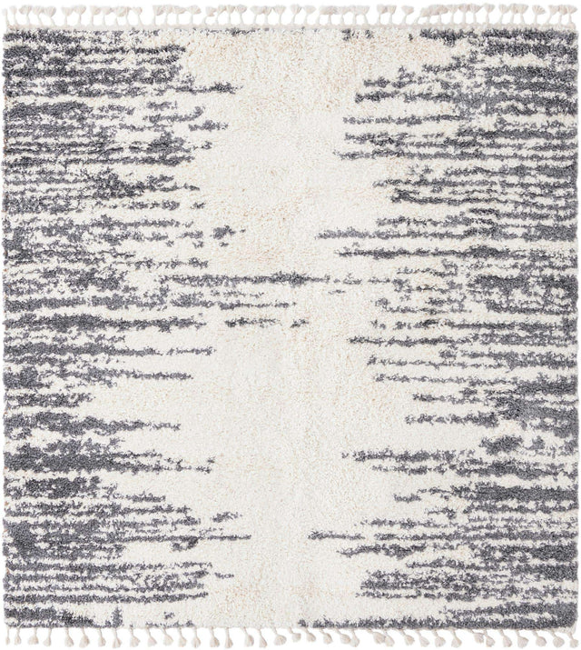 White 7' 10 x 7' 10 Serenity Shag Square Area Rug Thick Soft Touch Fluffy & Plush Shaggy Pile