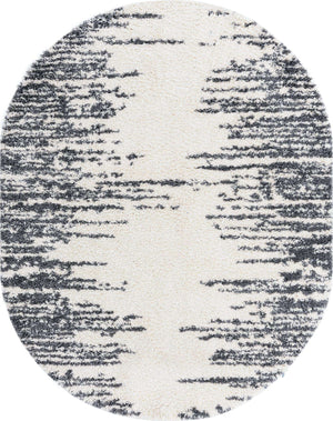 White 7' 10 x 10' Serenity Shag Oval Area Rug Thick Soft Touch Fluffy & Plush Shaggy Pile