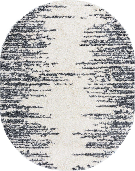 White 7' 10 x 10' Serenity Shag Oval Area Rug Thick Soft Touch Fluffy & Plush Shaggy Pile