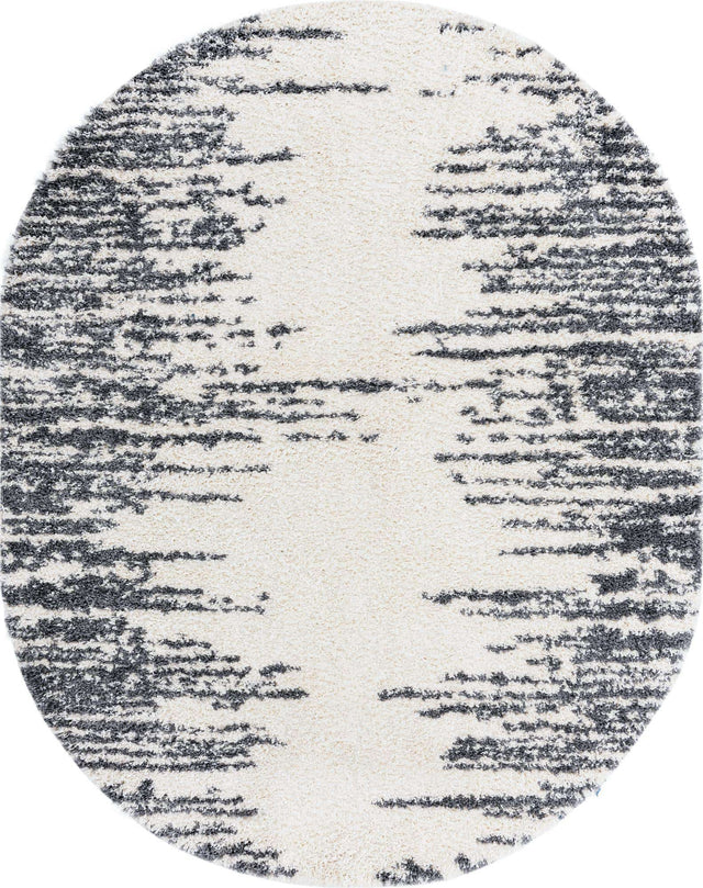 White 7' 10 x 10' Serenity Shag Oval Area Rug Thick Soft Touch Fluffy & Plush Shaggy Pile