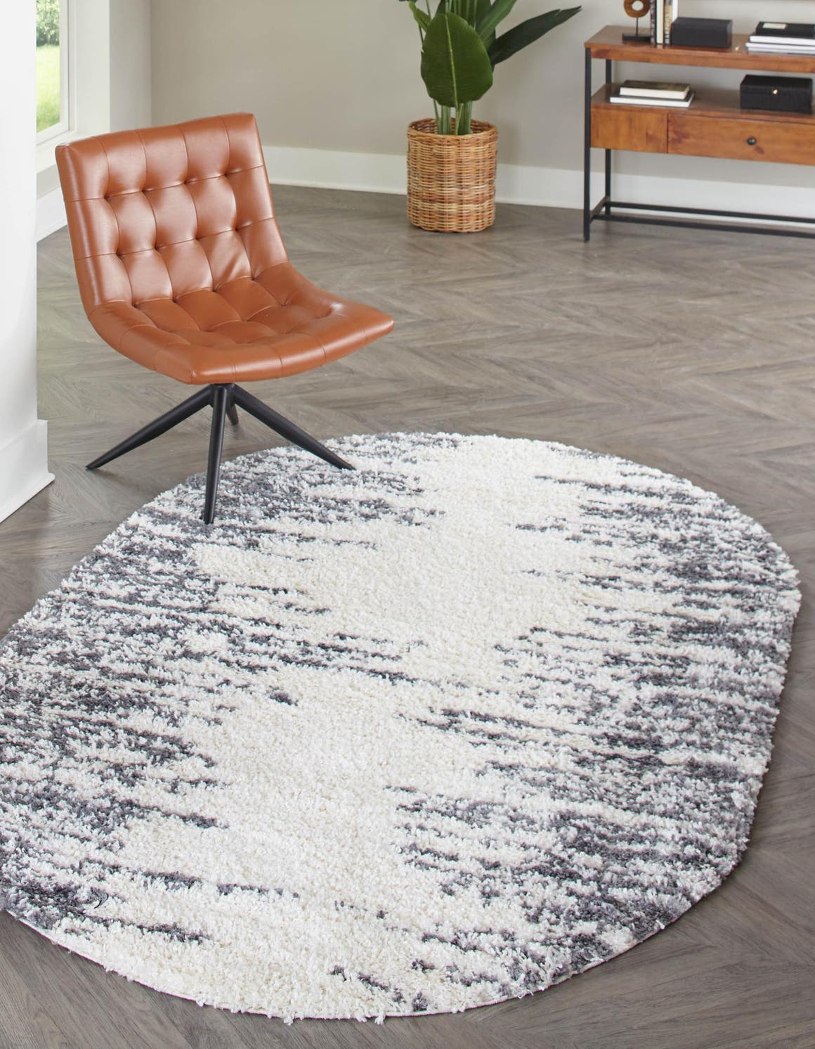 White 5' 3 x 8' Serenity Shag Oval Area Rug Thick Soft Touch Fluffy & Plush Shaggy Pile Carpet for Living Rooms, Kitchen, Bedrooms, Office, Dorms for Sale at Rug Engine