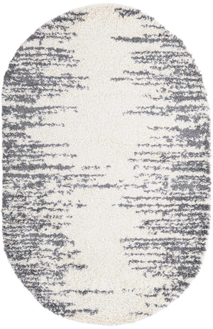 White 5' 3 x 8' Serenity Shag Oval Area Rug Thick Soft Touch Fluffy & Plush Shaggy Pile